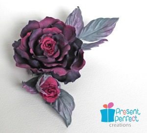 silk rose brooch