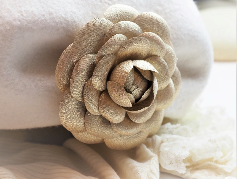 golden metallic fabric camellia