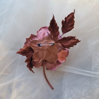blush pink leather rose corsage back