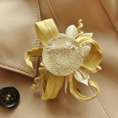 leather flower corsage back