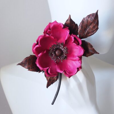 hot pink leather rose corsage