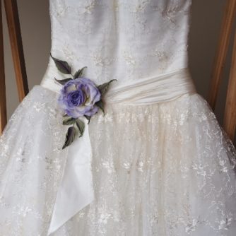 silk rose wedding dress sach corsage