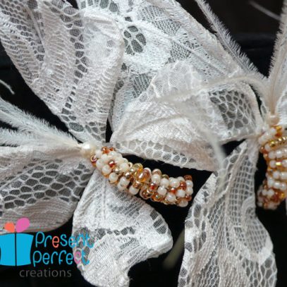 lace butterfly headband detail