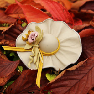 Leather flowers miniature leather hat brooch