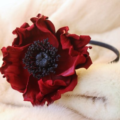 leather poppy headband