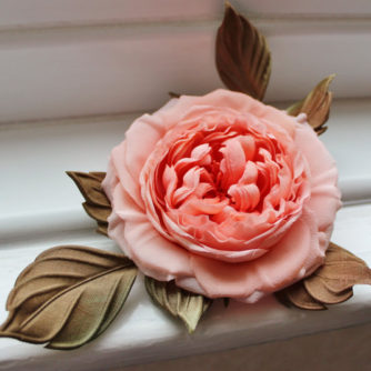 silk English rose corsage