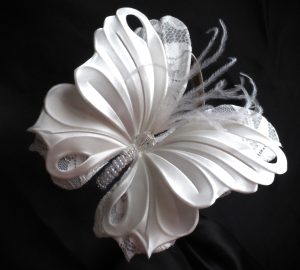 White silk butterfly headband