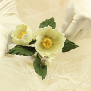 Wedding flowers fabric white camellia corsage