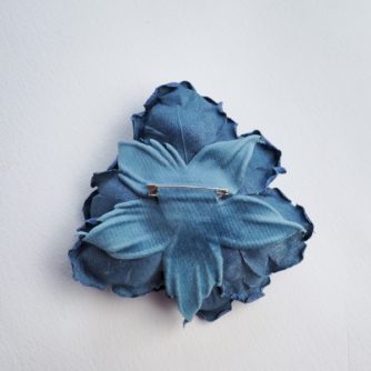 Denim flower brooch
