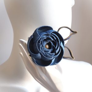 sweetie denim rose brooch
