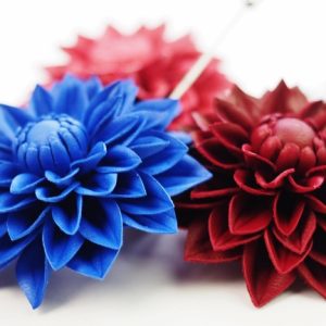 small leather dahlia flower pin