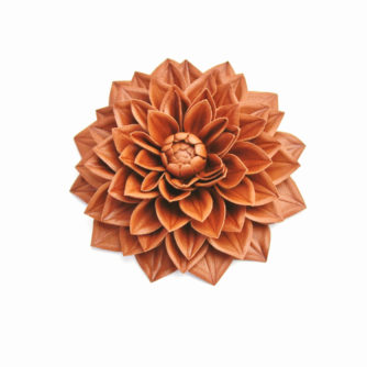 leather dahlia flower brooch