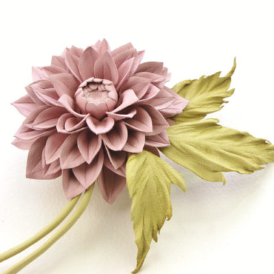 Dusty pink leather dahlia flower corsage
