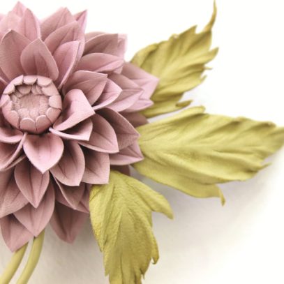 dusty pink dahlia corsage detail