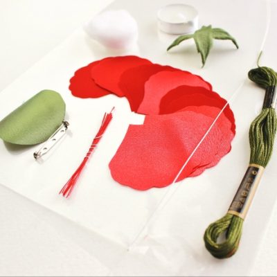 fabric poppy corsage kit