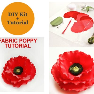 SPECIAL OFFER DIY Kit for making a Fabric Poppy Corsage+TUTORIAL