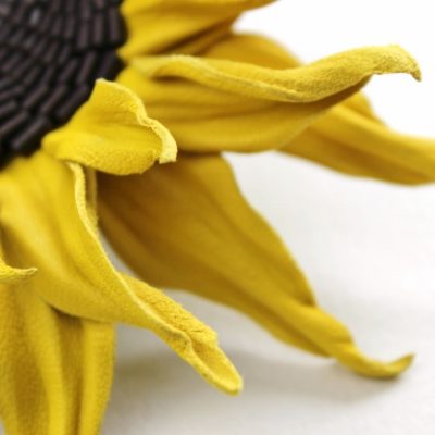 leather sunflower brooch