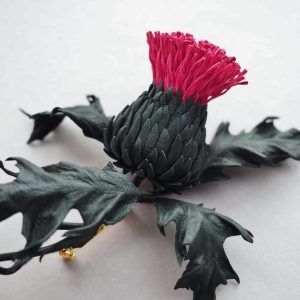 leather thistle brooch