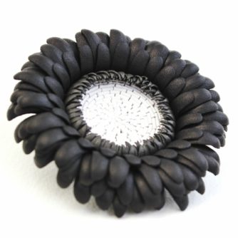black leather gerbera