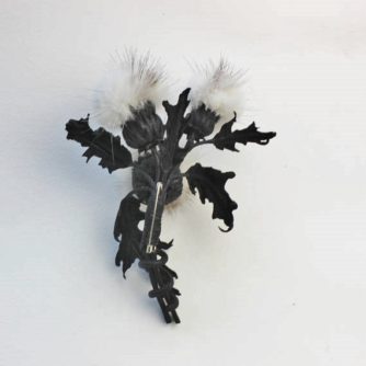 fur leather thistle corsage