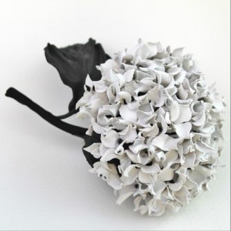 leather hydrangea corsage