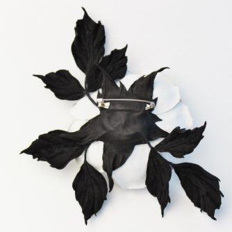 white leather rose brooch