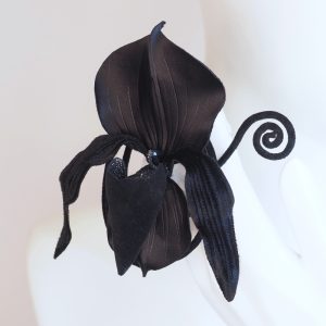 Black Velvet Lady Slipper Orchid Brooch