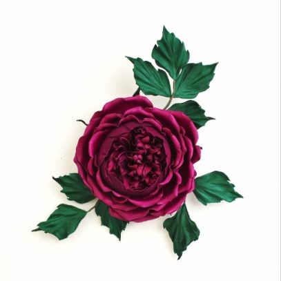 Fuchsia leather rose corsage 1 (500x500)