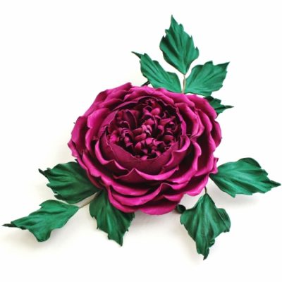 fuchsia leather rose corsage