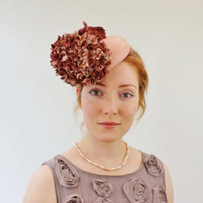leather cocktail hat with hydrangea
