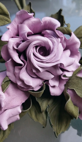 leather lilac rose spray corsage
