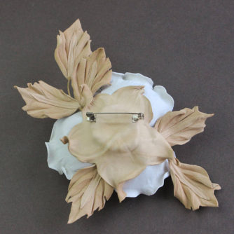 white and beige leather rose back