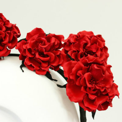 red leather rose crown headband