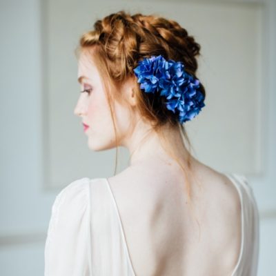 blue silk hydrangea hair comb