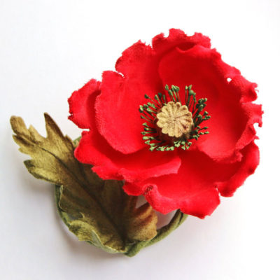 red poppy brooch