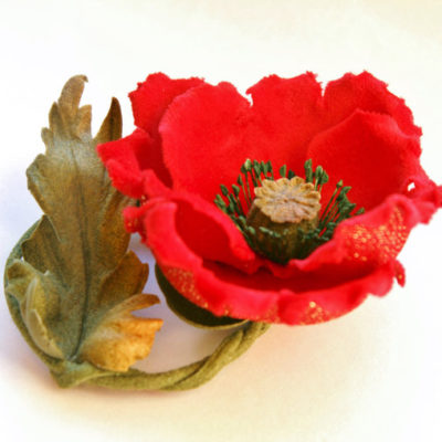 red poppy brooch