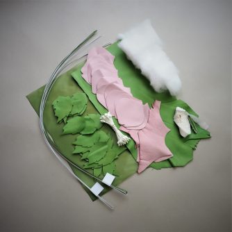 green and baby pink wild leather rose diy kit 800