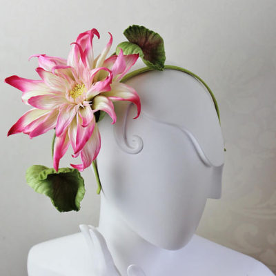 headpiece with silk lotus flower
