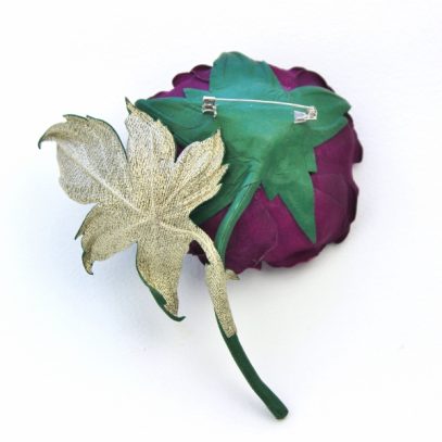 Leather English rose corsage with a butterfly