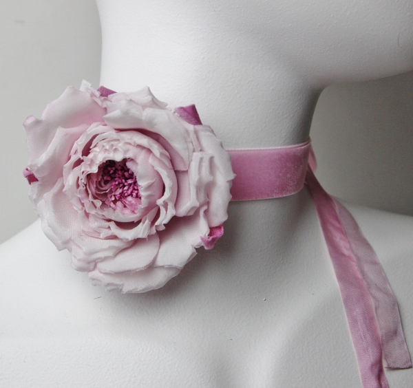 silk rose choker necklace