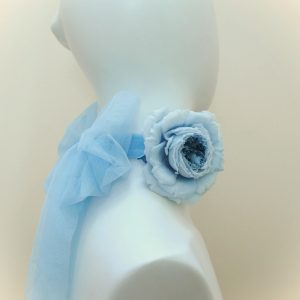 baby blue silk rose choker side