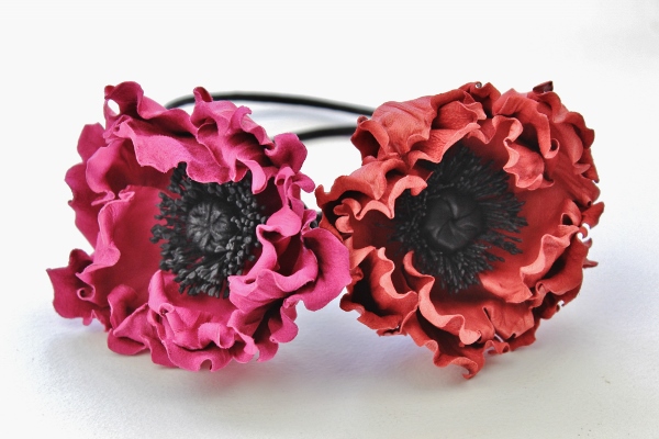 leather poppy chokers