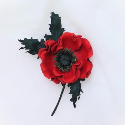 leather poppy corsage