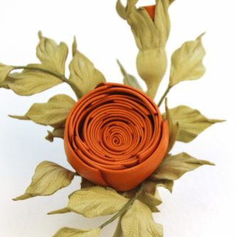 leather rosebud corsage