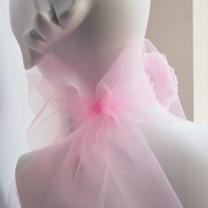pink silk tulle rose choker bow