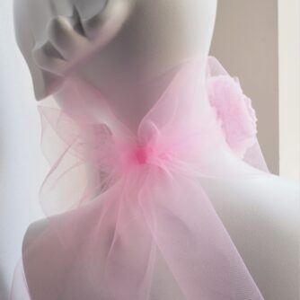 pink silk rose choker tulle bow 900