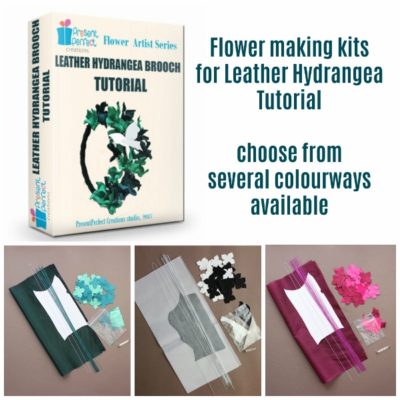 DIY leather Kit for making a Leather Hydrangea Brooch