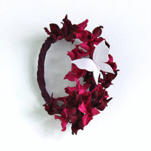 leather hydrangea brooch