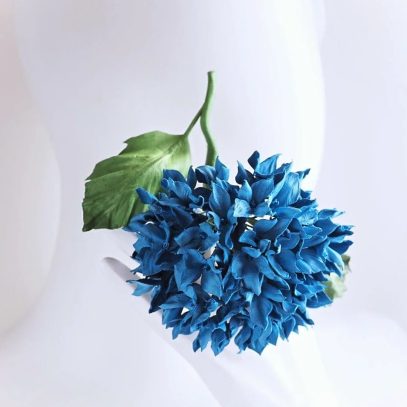 blue leather hydrangea corsage