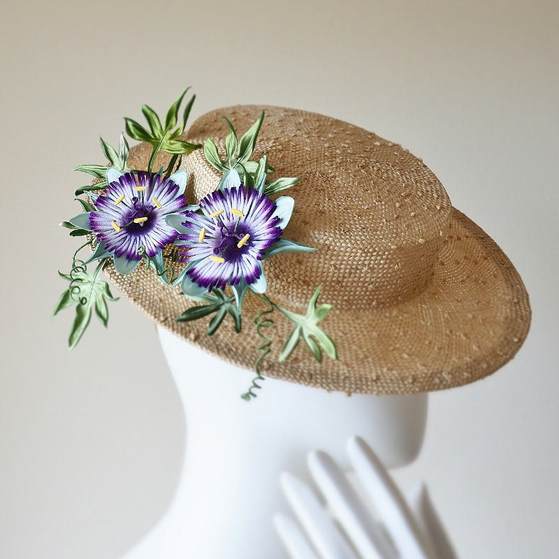 Silk Passion Flower Straw Boater 